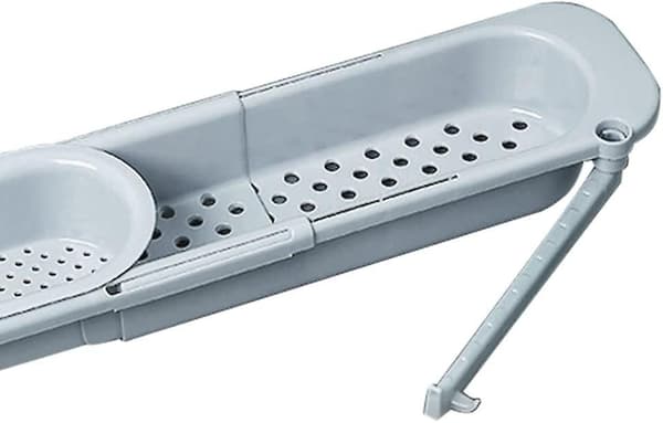 Telescopic Sink Organizer, Adjustable Dishcloth Holder for Sink, Extendable Sink Storage Rack with Home Kitchen (1 pc, Light Blue)