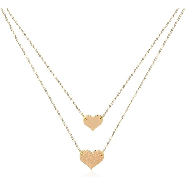 Layered Heart Halsband Hänge Handgjorda 18k guldpläterade läckra guld Choker Långt halsband för kvinnor