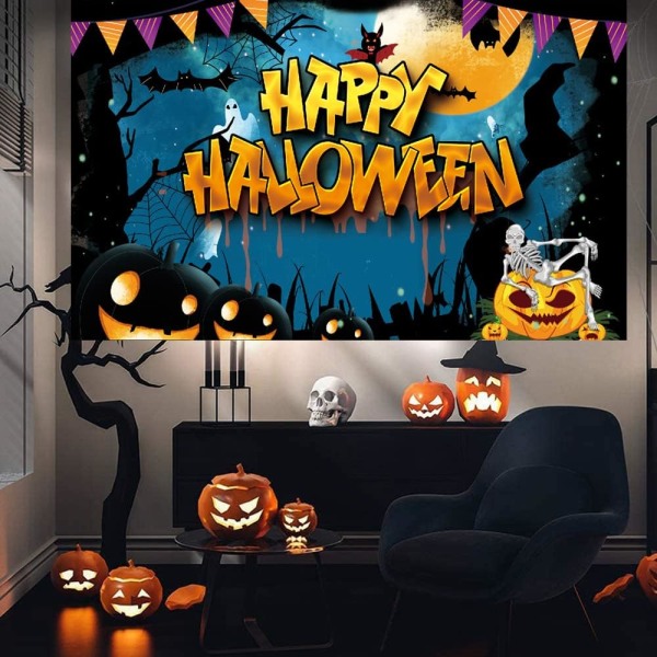Halloween Gresskar Spøkelse Banner Bakgrunn Happy Halloween Festdekorasjoner Halloween Utendørs Innendørs Fest Fotografering Bakgrunn
