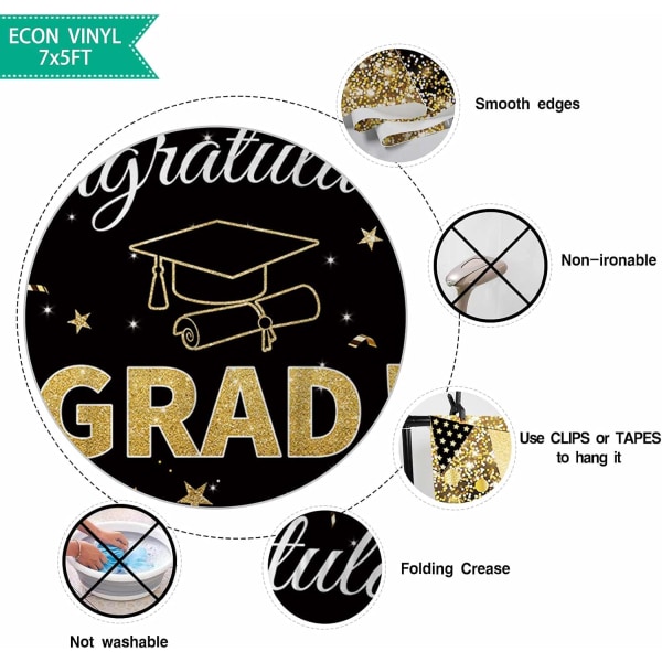 7x5ft onnittelut Grad-taustaluokka 2023 Glitter Flags Stars Akateeminen cap diplomi tausta onnittelujuhla Juhlajuhla sisustus