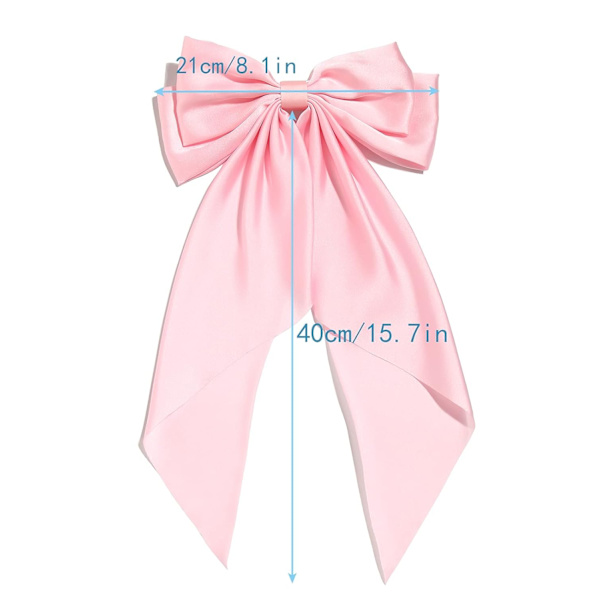 Kvinner Store Sløyfe Spretter Jenter Satin Hårklips Langt Bånd Hårnåler for Fest, Sløyfe Hårklips for Kvinner Rosa Hår Sløyfe, Hår Tilbehør