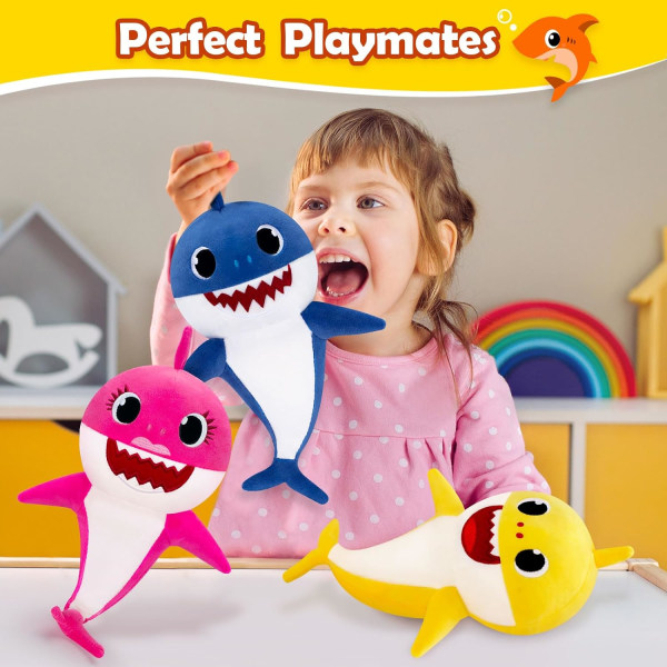 Baby Cute Shark Plysch Leksak Kudde, Sing & Swing Musikaliska Plysch Leksaker, Interaktiv Mjuk Plyschdjur Haj Plushie Dockor(Rosa)