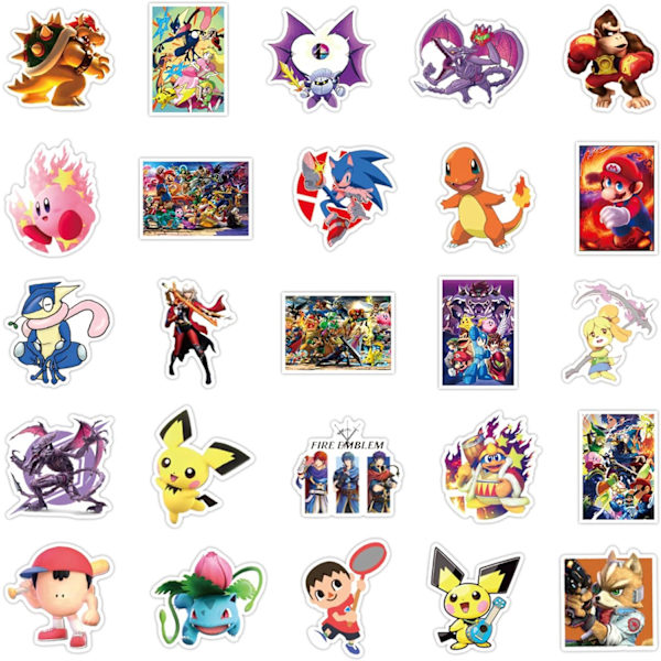 100 kpl Super Smash Bro -tarroja kannettavalle tietokoneelle, viileät klassiset sarjakuva-vinyylimerkit tietokoneelle, rullalaudalle, vesipulloille, puhelimelle, romulle, autolle, matkatavaroille