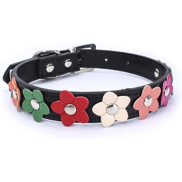 2pcs Small Dog Collar with Flower, Cute Fancy Faux Leather Cat Collar, Collar for and Girl - Adjustable for Small, Small and Medium Pets