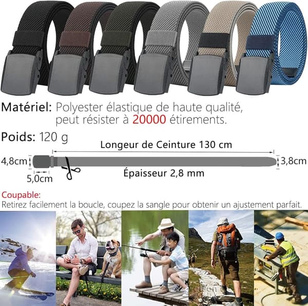 Elastisk bælte til mænd, plastikspænde, metalfrit strækbælte til mænd