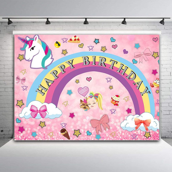 Rosa regnbågsenhörning tema fotografering bakgrunder glad dröm galen stor födelsedag dekor söt bakgrund vinyl baby shower tillbehör festbanderoll 5x3ft