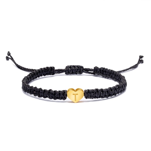 14K gullbelagt hjerte initial streng armbånd håndlaget tau flettet armbånd minimalistisk smykker matchende par armbånd