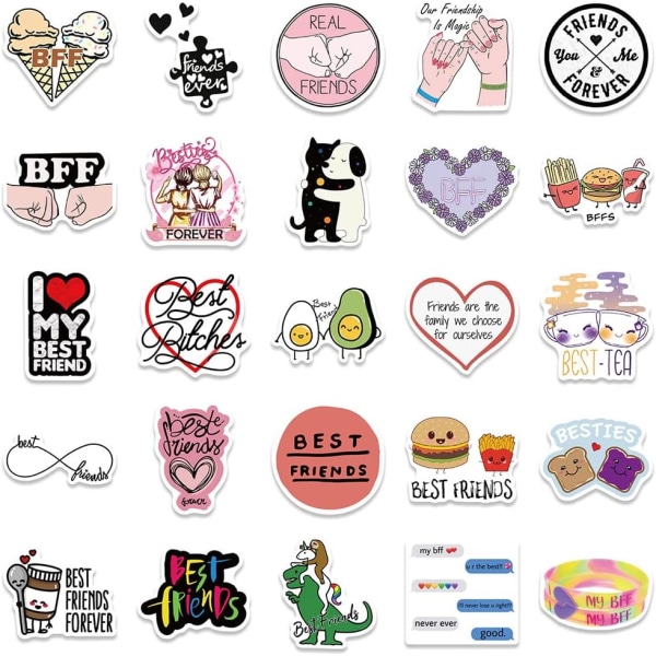 Friend Friendship Stickers |50 Pcs Friendship Waterproof Vinyl Decals for Water Bottles Laptop Car Luggage Cup Computer Mobile Phone Skateboard Décor