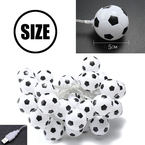 Fodbold Lysguirlander, Indendørs/Have Lysguirlande, USB LED Fe-lys, 3M Varm Hvid 20LED, Pigers Soveværelse Dekoration, Fest, Juledekoration