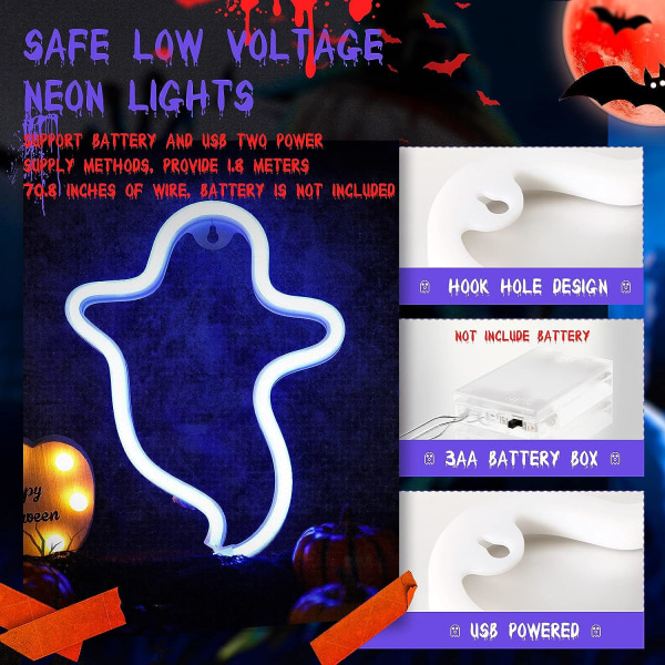 Halloween-neonkyltti Halloween-sisustus Neonvalo-LED-kyltti seinäkoristeeksi Halloween-juhliin lapsille Lahja Olohuone Makuuhuone Syntymäpäiväbaari sininen