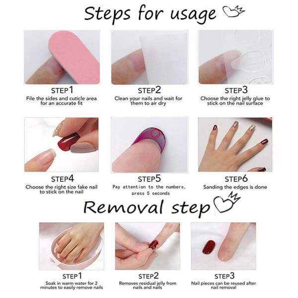 Press on Nails Medium Long Rhinestone Pink Fake Nails Square Bling Glossy Artificial Nails