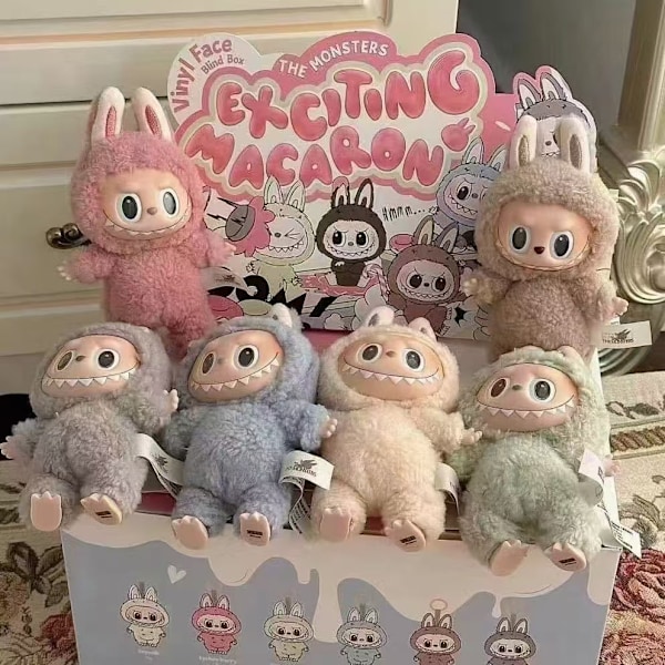 Labubu Macaron Monster Nøkkelring Den Spennende Monsterets Makroner Vinyl Ansikt Plysj Nøkkelringer Kunst Samleobjekter Lekegaver til Barn Chestnut cocoa