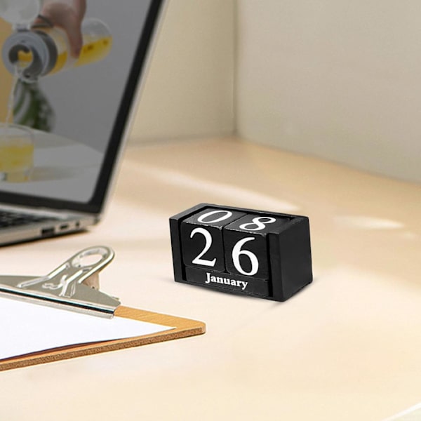 Trænedtælling, bryllupsnedtællingsblok, træskrivebordsstykker, evig kalender, skrivebordsornament til vindueskarme, sofaborde-A