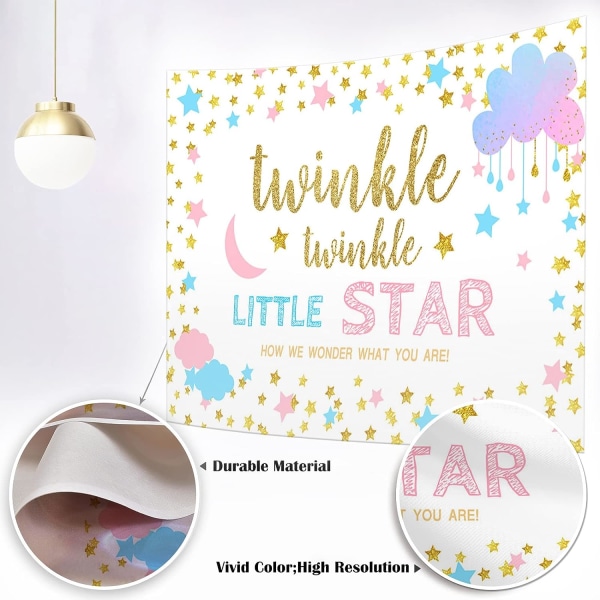 5*3 fot, Twinkle Star Kjønnsavsløring Dekorasjon Gutt eller Jente Kjønnsavsløring Bakgrunn Vinyl Twinkle Twinkle Little Star Banner Rekvisita