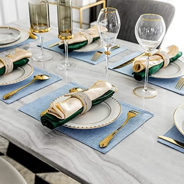 Linne bordstabletter set om 2, 48 cm x 33 cm, värmebeständig, tvättbar, halkfri, för bordsdekoration, kök, restaurang, svart