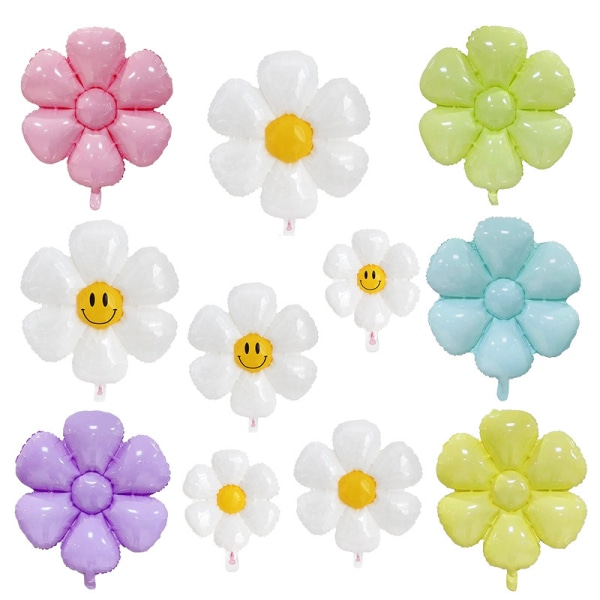 3 stk bursdagsfestdekorasjoner Blomsterfestballonger, tilbehør til barn Gratulerer med dagen (grønn),26,7×31,8in