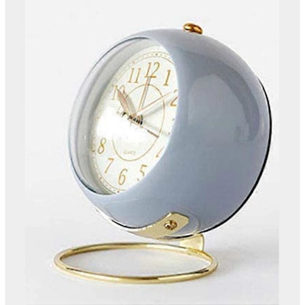 Vekkerklokke, liten lydløs bordklokke retro vekkerklokke uten tikk-takk, nattlys, lyddemper, HD-glass for interiørdekorasjon / stue / soverom Blau