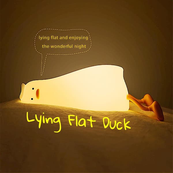 Duck Lamp, Lying Duck Night Light, Rechargeable 3-Level Dimmable Touch Lamp, Suitable for Bedside Table, Soft Silicone Touch Lamp