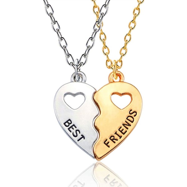 Best Friends Halsband 2 delar Guld & Silver Split Heart Pendant Halsband BFF Friendship Necklace