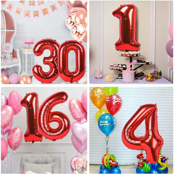 40 tuuman punainen suuret numerot 0-9 syntymäpäiväjuhlan koristeet heliumfolio Mylar iso numero ilmapallo digitaalinen nolla