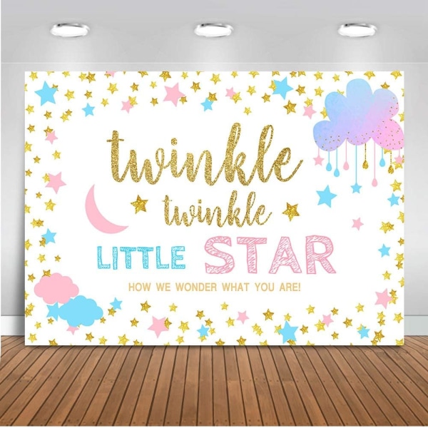 5*3 fot, Twinkle Star Gender Reveal Dekoration Pojke eller Flicka Gender Reveal Bakgrund Vinyl Twinkle Twinkle Little Star Banner Tillbehör