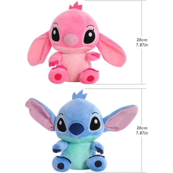 2Pcs Lilo & Stitch Couple Models Cartoon Plush Dolls 20cm Anime Plush Baby Toys Pendant Toys Girl Children Birthday Gift