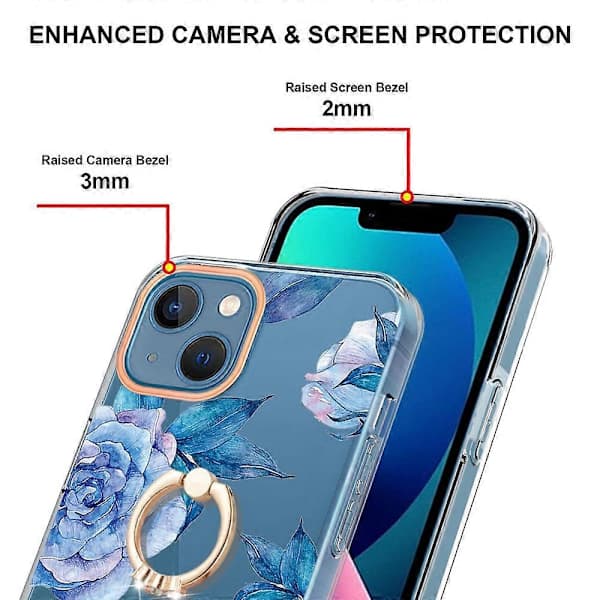 Ring IMD Blomster TPU-deksel til iPhone 14 Plus