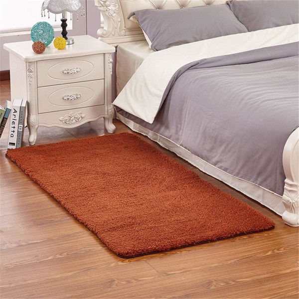 Shaggy liukumaton matto, makuuhuoneen olohuoneen liukumaton matto, moderni matto olohuoneeseen makuuhuoneeseen (ruskea, 50 * 80 cm)