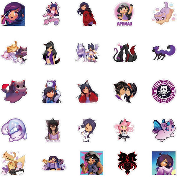 Anime-spill fra Aphmau, 60 stk. søte tegneserieklistremerker for trendy vinyl, vanntette klistremerker for vannflaske, journal, skateboard, reiseetui, telefon, gitar