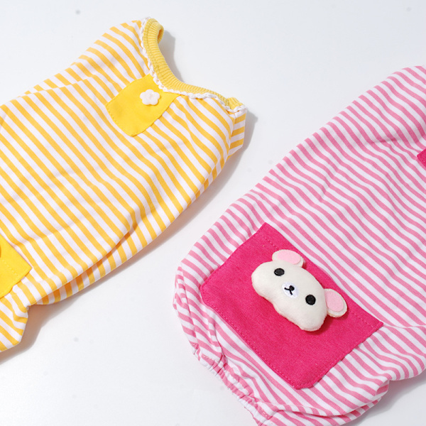 Valpkläder Hundkappa Jumpsuit Bekväma Hundpyjamas Hundtröja Ränder Husdjur Hundkläder -gul X-small storlekar