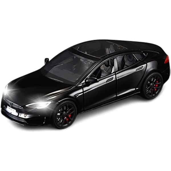 Model S Legetøjsbiler 1/24 Legering Støbt Modelbil, Træk Tilbage Model S Modelbil med Lys og Lyd, Tesla Stor Model S Bilmodel Legetøj Velegnet(Sort)