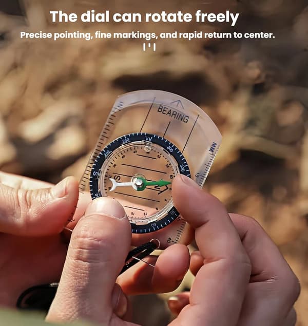 Professional Transparent Compass with Map Scale Ruler, Waterproof Hiking Survival Compass for Outdoor Navigation