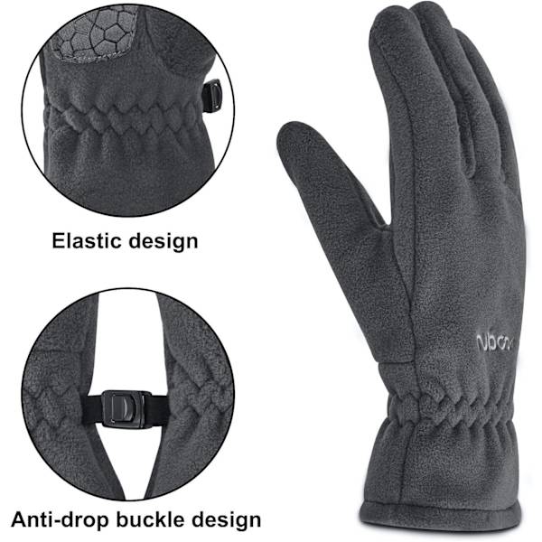 Barn Termiska Handskar Vinter Polar Fleece Pekskärm Handskar för Pojkar Flickor Anti-Slip Varma Barn Handskar Utomhus Isolerade, Grå, M