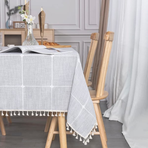 Rectangular Tablecloth Cotton Linen Gray 140x240 cmTablecloth Rectangle Table Cloth Cover Decoration for Home Kitchen Table