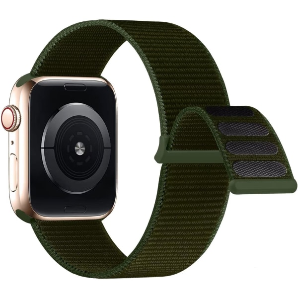 Kompatibel med Apple Watch Band, Dam Herr Sport Nylon Loop Strap för iWatch Series Ultra 8 7 6 5 4 3 2 1 SE (42/44/45/49mm, Cargo Khaki)