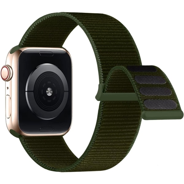 Kompatibel med Apple Watch Band, Kvinder Mænd Sport Nylon Loop Strap til iWatch Series Ultra 8 7 6 5 4 3 2 1 SE (42/44/45/49 mm, Cargo Khaki)