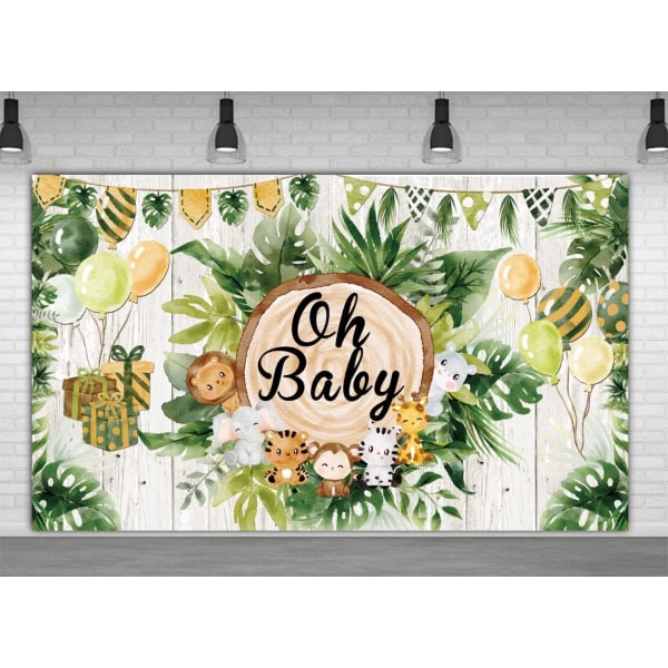 7x5ft Safari Jungle Animals Oh Baby Baggrund Vildt Skilt Banner Dreng Baby Shower Dekoration Tilbehør Dekorationer