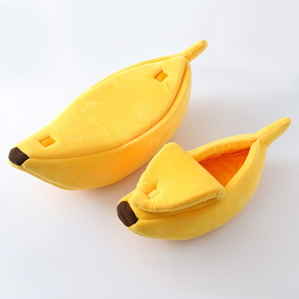 Vintervarm husdjurskoja bananformad mjuk katt söt sängmatta varm vinterbanan kattkoja för kattälskare och husdjursägare present, M