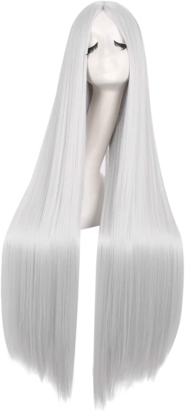 40\"/100cm Natural Soft Straight Long Cosplay Wig (Silver Grey)
