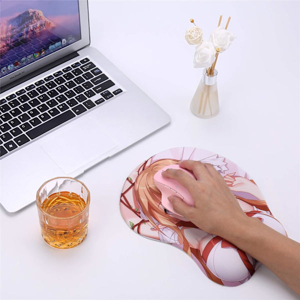 Sword Art Online Asuna 3D Anime Musmatta med handledsstöd Gaming Musmattor 2Way Skin (Asuna 2)