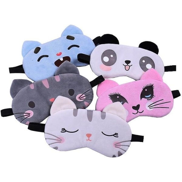 Ögonbindlar, Katt Sömnmask Ögonbandage Plysch Söt Mask Panda Cover för Kvinnor Män Sort Bomull Hälsa Relax (Färg: Rosa Big Eyed Cat)