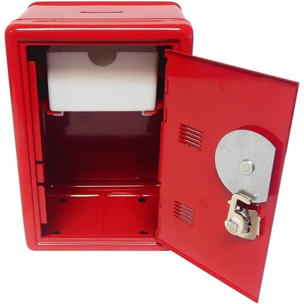 Myntbank, Metal Kids Safe Money Bank, Mini Passord Money Bank, Cash Box med lås, Cash Bank Box (rød)