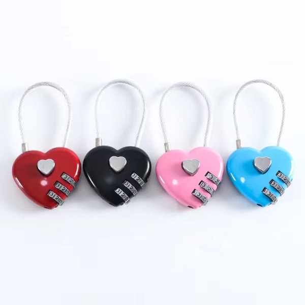 Mini Love Shape Zinklegering Reb Password Password Hængelås Rejse Bagage Pakke Password Lås