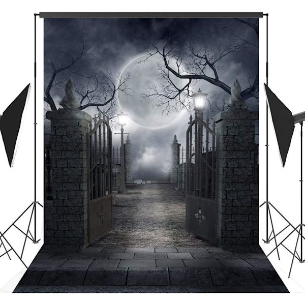 Halloween-tema fotografering baggrund uhyggelig Halloween mørk horror måne og døde træer fest dekoration fotostudie rekvisitter baggrunde stand 5x7 ft