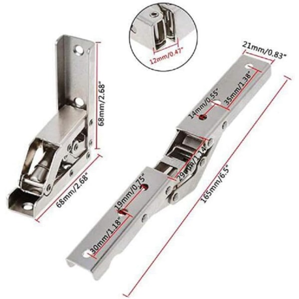 90 graders sammenleggbar dør / hylle hengsel skjult brakett bordramme møbeldeler (2 stk)