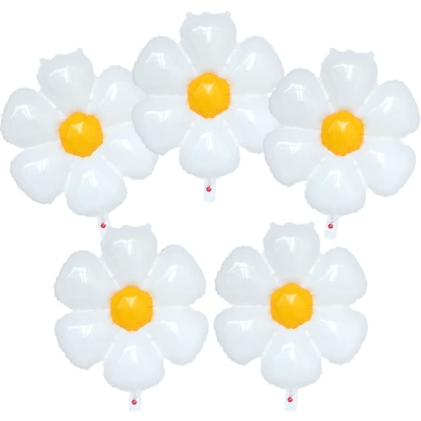 Daisy ilmapallot 5 kpl 30 tuuman valkoiset keltaiset päivänkakkarat suuret kukkapallot Daisy-teemaisille tytöille syntymäpäivän Groovy-juhliin hääkoristeisiin