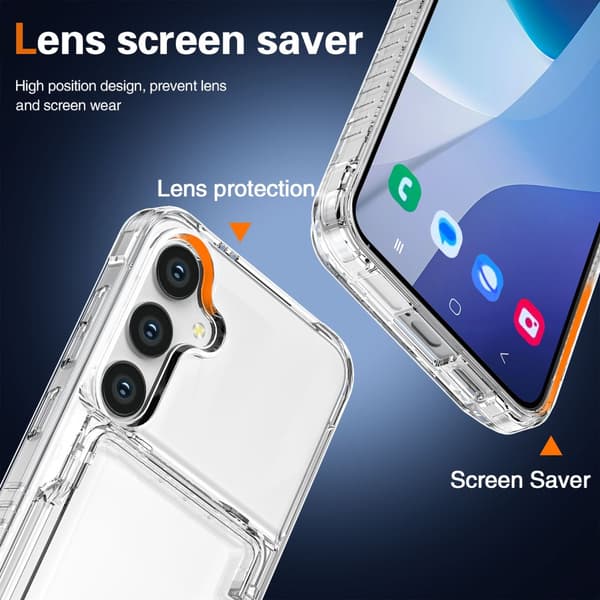 Fodral med kortfack och stöd för Samsung Galaxy S25 Transparent