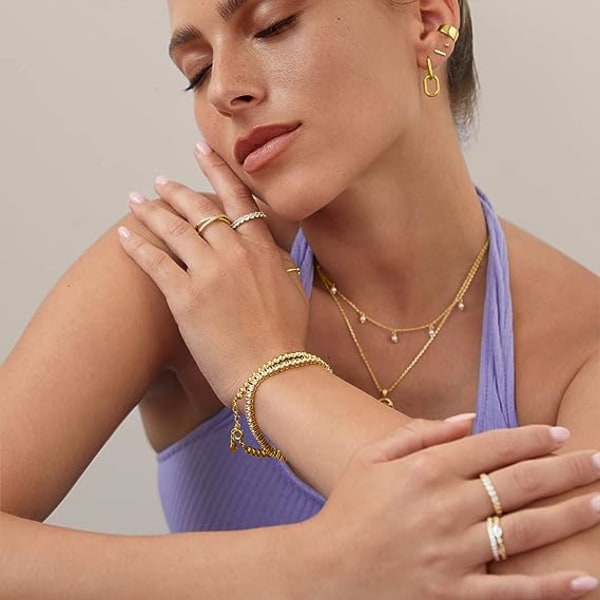 14K guld konvertibla länkörhängen för kvinnor | Gem Link Chain Örhängen | Drop Dangle Örhängen