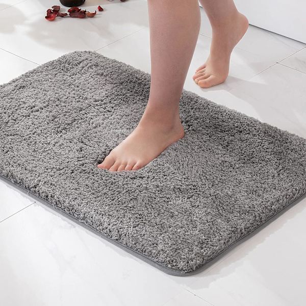 Badrumsmatta 1 st Absorberande halkfri Hög hygroskopicitet Päls Supermjuk Dusch Entrématta för Sovrum Köksingång 40x60CM Grå