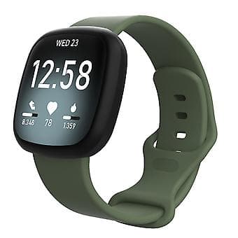 For Fitbit Versa 3 / Sense Silicone Strap Size: L (Dark Green)
